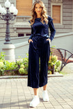 Velvet Ruffled Two Piece Pants Set