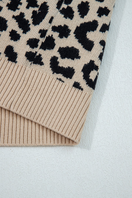 Leopard Chunky Knitted Cardigan Sweater