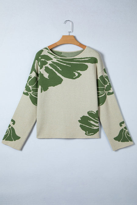 Flower Pattern Oversized Sweater