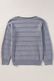 Boat Neck Drop Shoulder Pointelle Knit Sweater