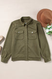 Zip Up Button Flap Pocket Shirt Collar Jackets