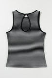 Striped Print Ribbed Knit Sleeveless Top