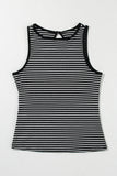 Striped Print Ribbed Knit Sleeveless Top