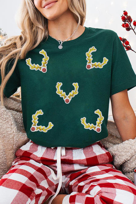 Reindeer Antler Patched Graphic Tee