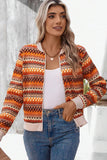 Boho Striped Zip Up Long Sleeve Jacket