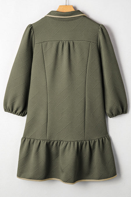 Quarter Zip Textured Mini Dress