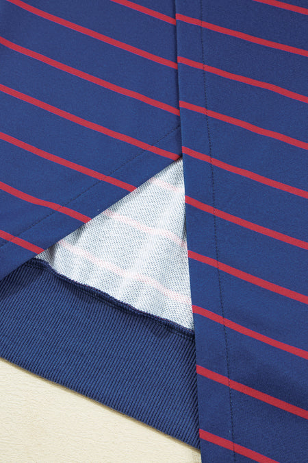 Stripe Stylish Overlap Detail Drop Shoulder Pullover Sweatshirt