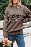 Western Crew Neck Knitted Sweater