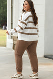 Striped Drop Shoulder Pullover and Jogger Pants Set