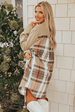 Plaid Patchwork Long Sleeve Shirt Mini Dress