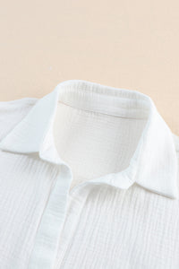 Textured Knotted Button-up Half Sleeve Shirt