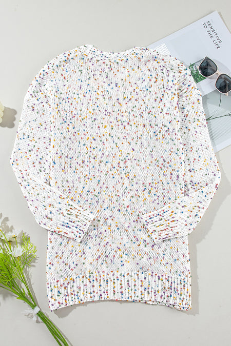 Confetti Rib Knit Long Sleeve Cardigan