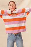 Colorblock V Neck Casual Sweater