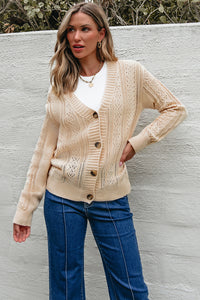 Open Knit Drop Shoulder Sweater Cardigan