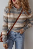 Color Block Ribbed Edge Round Neck Sweater