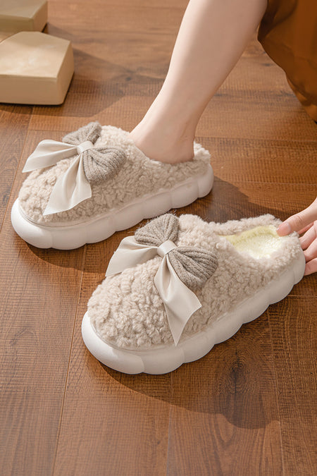 Bowknot Plush Slippers