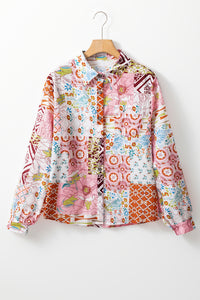 Abstract Colorful Printed Button Down Shirt