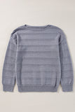 Boat Neck Drop Shoulder Pointelle Knit Sweater