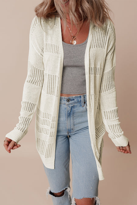 Lightweight Open Knit Tunic Cardigan