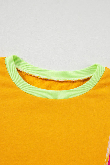 Colorblock Patchwork Exposed Seam Sweatshirt