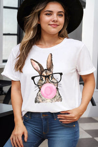 Black Easter Bubblegum Rabbit Graphic Plus Size Tee