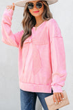 Mineral Wash Big Bow Patchwork Pullover Sweatshirt