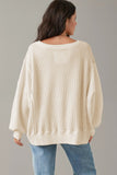 Waffle Knit Bishop Sleeve Split Oversized Sweatshirt