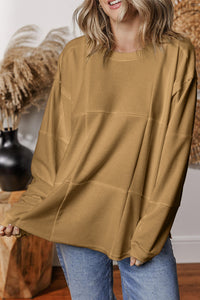 Solid Color Patchwork Drop Shoulder Baggy Sweatshirt