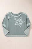 Stars Patchwork Round Neck Plus Size T Shirt