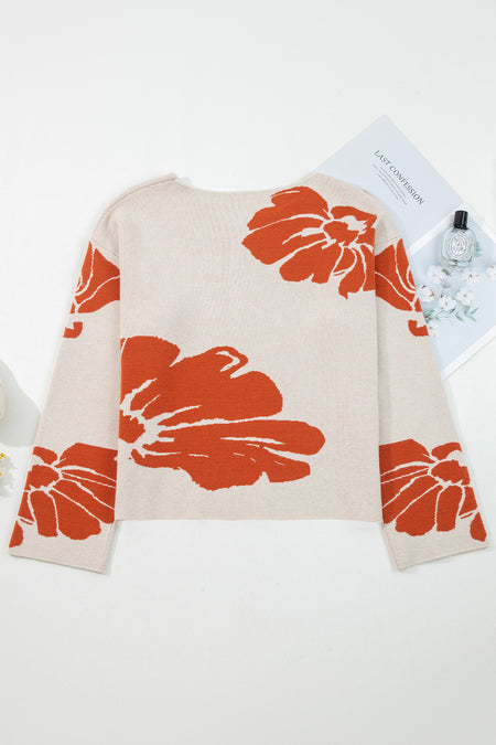 Flower Pattern Oversized Sweater