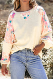 Floral Patchwork Balloon Sleeve Blouse