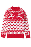 Merry Christmas Reindeer Heart Pattern High Neck Sweater