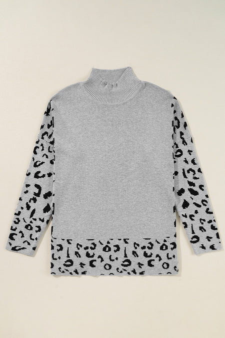 Leopard High Neck Oversized Sweater