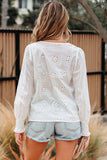 Eyelet Smocked Cuff Sheer Blouse