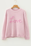Corded Love Script Graphic Baggy Sweater