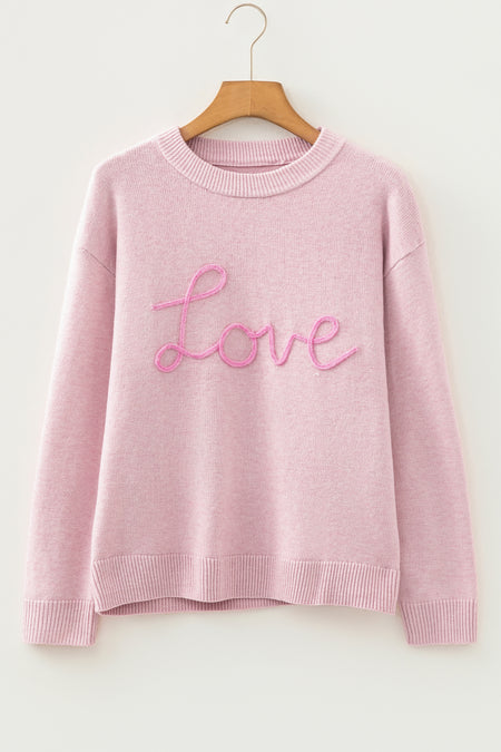 Corded Love Script Graphic Baggy Sweater