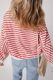 Stripe Drop Shoulder Crew Neck Loose Sweatshirt