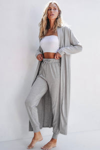 Split Long Cardigan and Skinny Pants Lounge Set