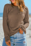 Waffle Knit Drop Shoulder Long Sleeve Top