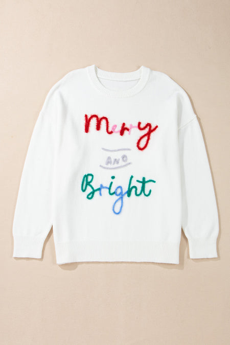 Tinsel Merry AND Bright Pattern Plus Size Christmas Sweater