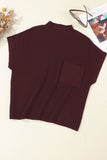 Patch Pocket Ribbed Knit Short Sleeve Sweater