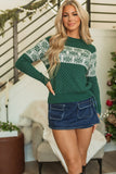 Snowflake Dotted Print Round Neck Sweater