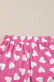 Valentine Heart Shape Print Long Sleeve Top Shorts Lounge Set