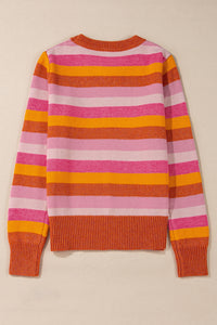 Color Block Ribbed Edge Round Neck Sweater