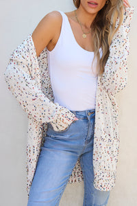 Confetti Rib Knit Long Sleeve Cardigan