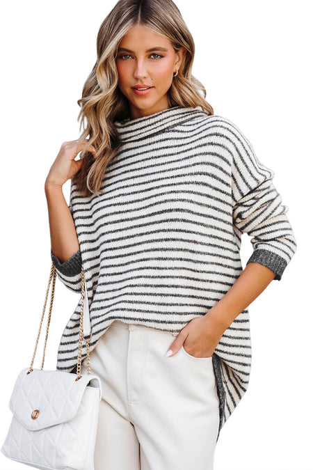 Striped Turtleneck Loose Sweater