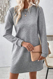 Textured Long Sleeve Shift Dress