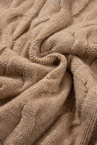 Light French Beige Cap Sleeve Cable Knit Sweater