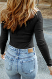 Ribbed Knit High Neck Long Sleeve Top