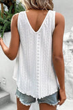 White Lace Crochet Splicing V Neck Loose Fit Tank Top